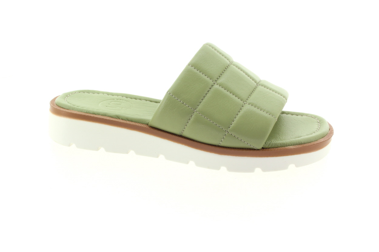 YO Dámské zelené kožené pantofle