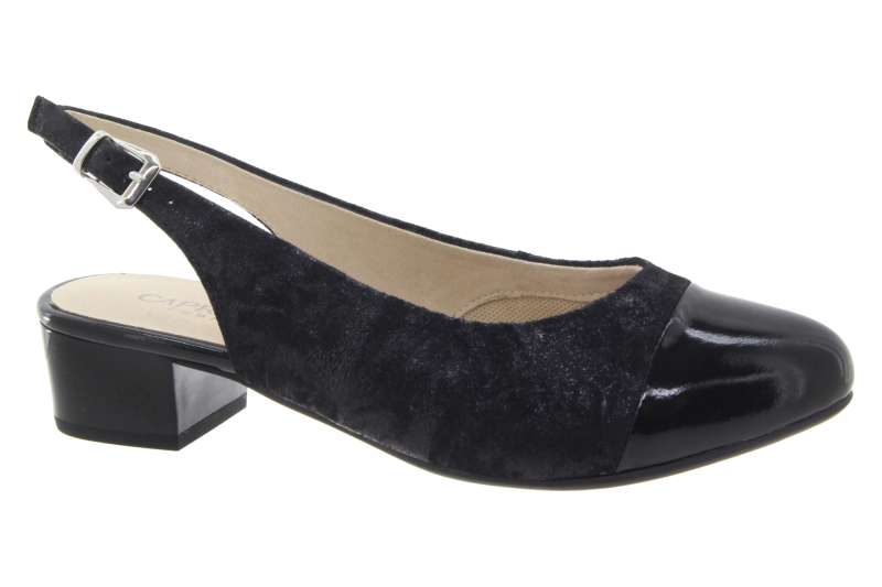 CAPRICE Dámské kožené lodičky černé šíře H