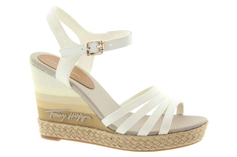 TOMMY HILFIGER Dámské sandálky na klínu bílé