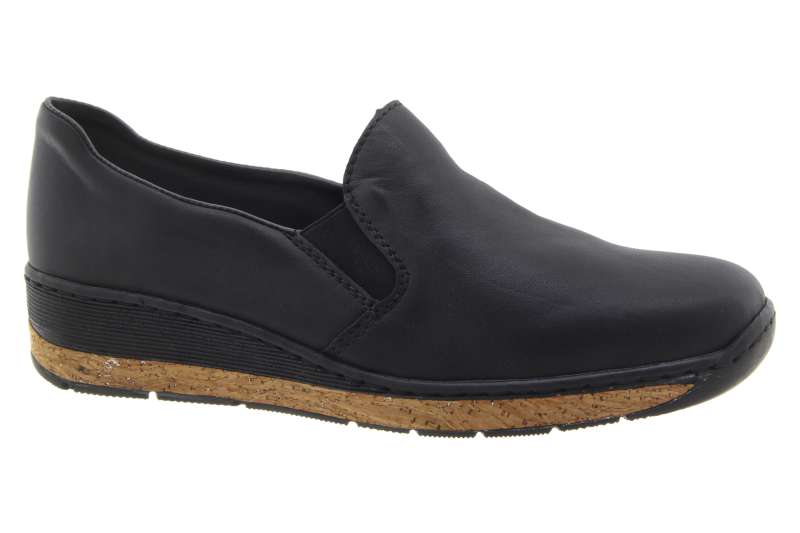 RIEKER Dámské kožené mokasíny černé