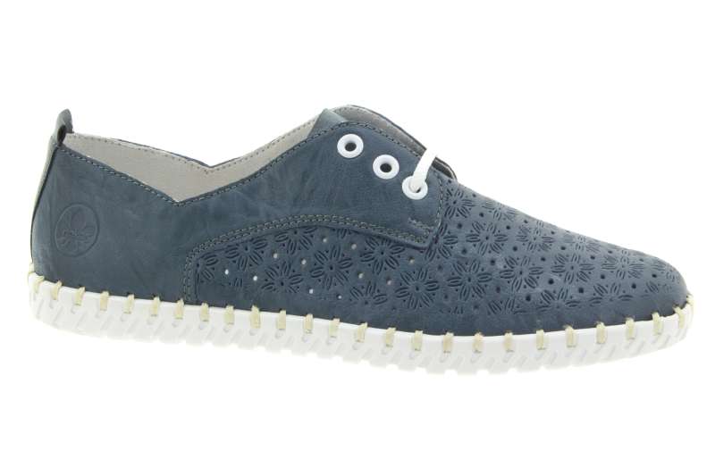 RIEKER Dámské kožené polobotky modré