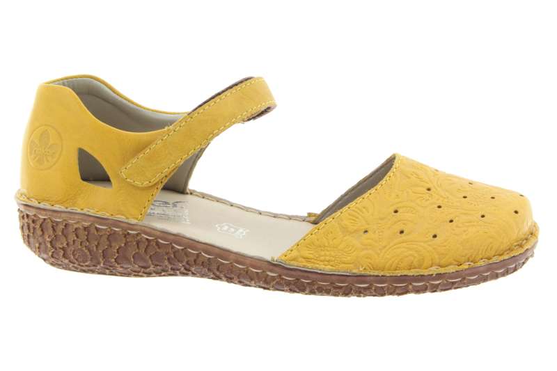RIEKER Dámské kožené baleríny žluté
