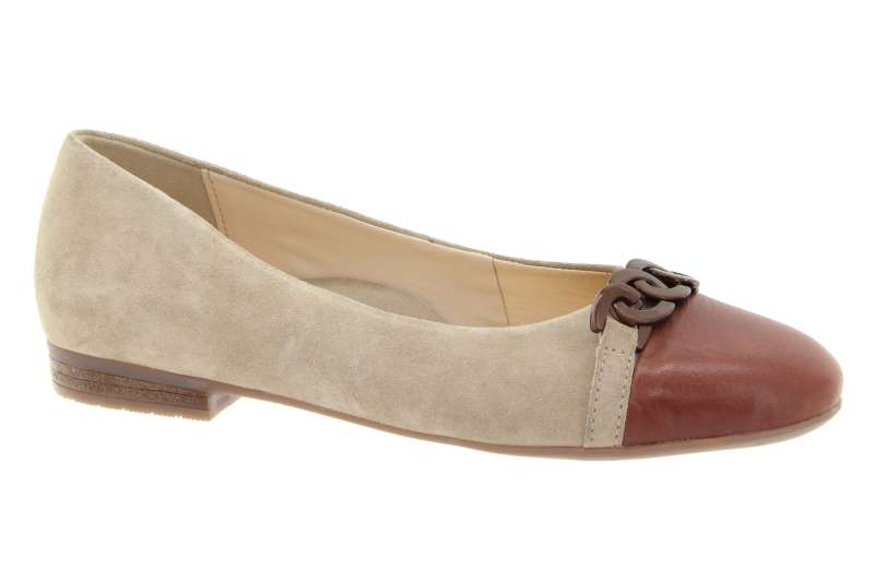 ARA Dámské kožené béžovo koňakové baleríny