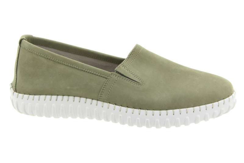 CAPRICE Dámské zelené kožené moasínky se stélkou CLIMOTION