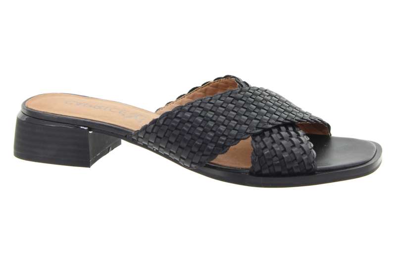 CAPRICE Dámské kožené černé pantofle