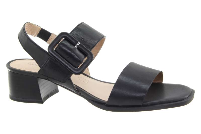 CAPRICE Dámské kožené černé sandálky na podpatku