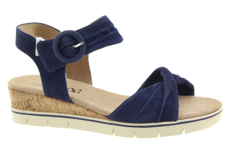 CAPRICE Dámské kožené modré sandály na klínu