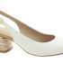 EPICA Dámské kožené bílé lodičky na podpatku s prázdnou patou a špičkou