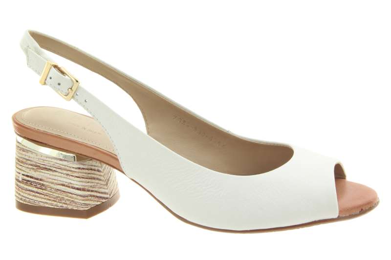 EPICA Dámské kožené bílé lodičky na podpatku s prázdnou patou a špičkou