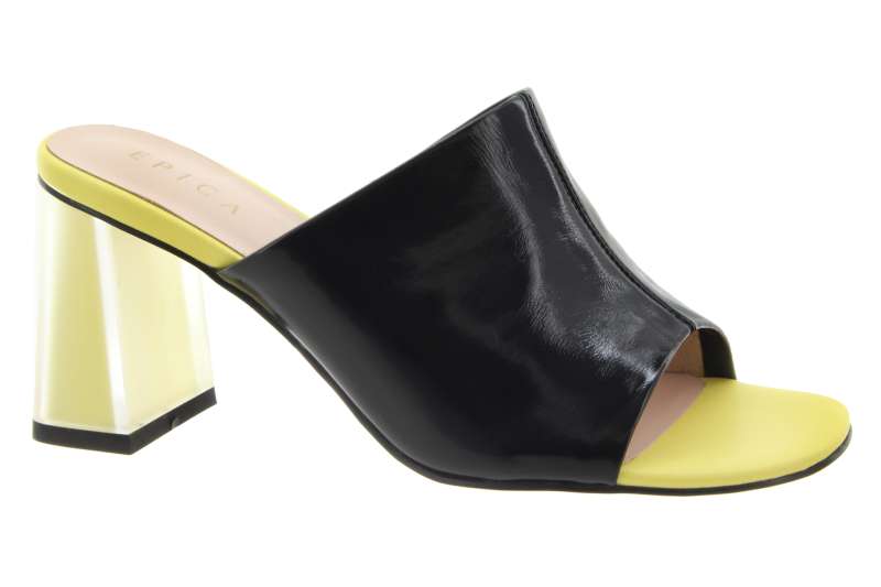 EPICA Dámské kožené lakované pantofle na podpatku