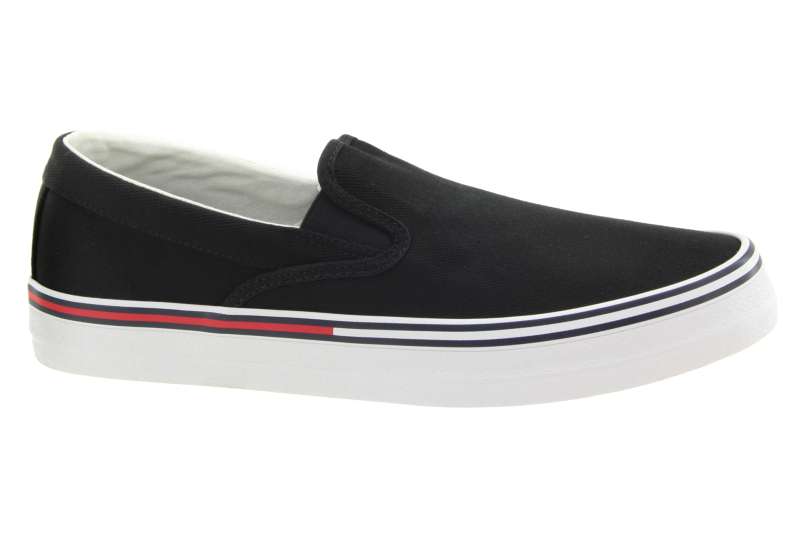 TOMMY HILFIGER Pánské černé textilní mokasíny