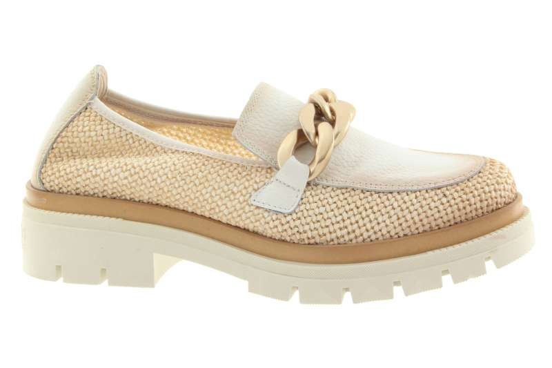 HISPANITAS Dámské bílé kožené mokasíny se sisalem
