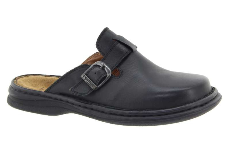 JOSEF SEIBEL Pánské kožené černé pantofle s plnou špičkou