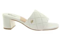 MEXX Dámské kožené bílé pantofle na podpatku