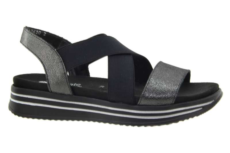 REMONTE Dámské černé kožené letní sandálky