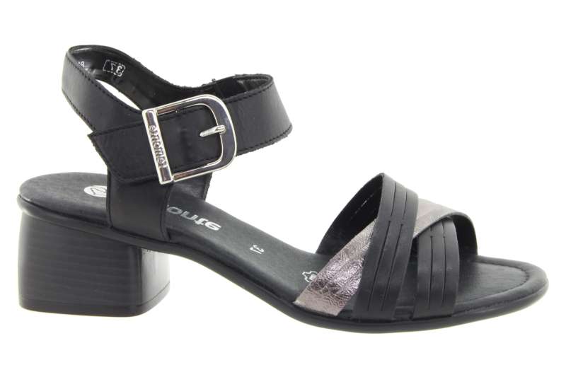 REMONTE Dámské kožené černé sandálky