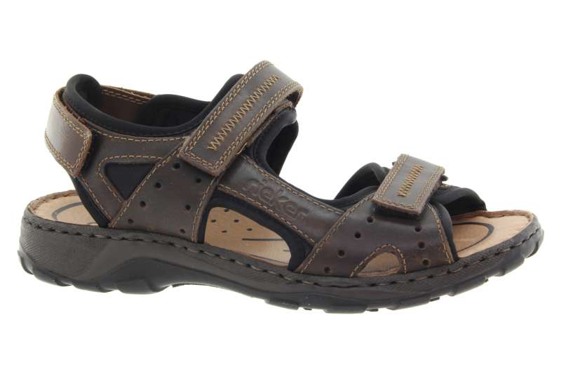 RIEKER Pánské kožené hnědé letní sandály