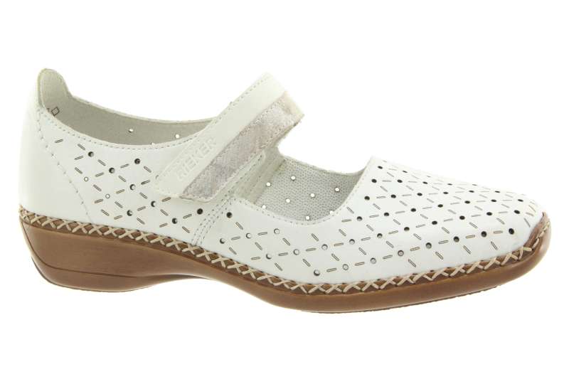 RIEKER Dámské kožené perforované baleríny