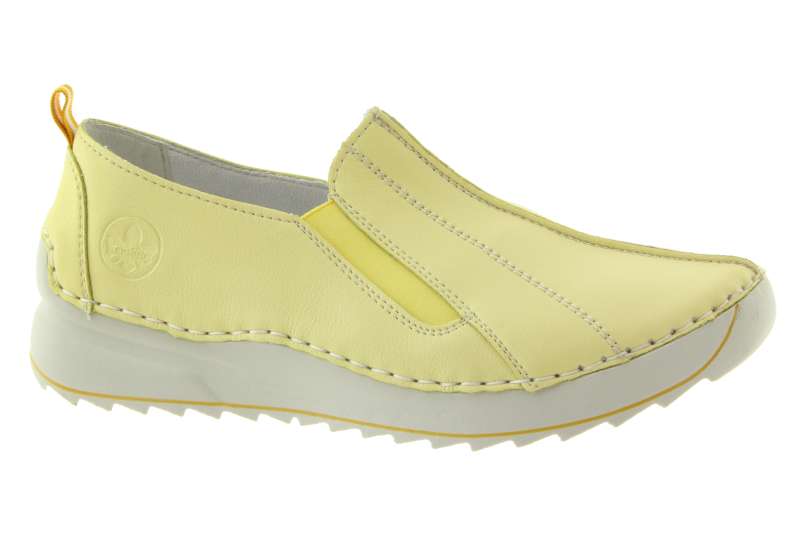 RIEKER Dámské kožené žluté mokasíny