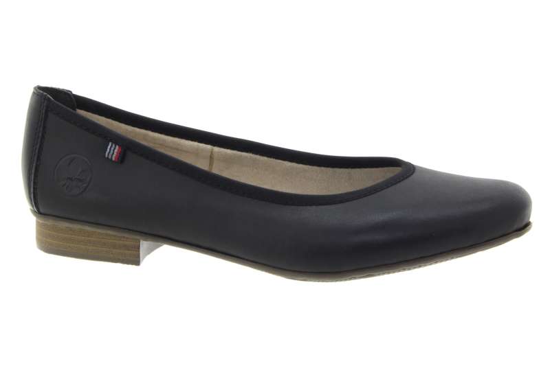RIEKER Dámské kožené černé baleríny
