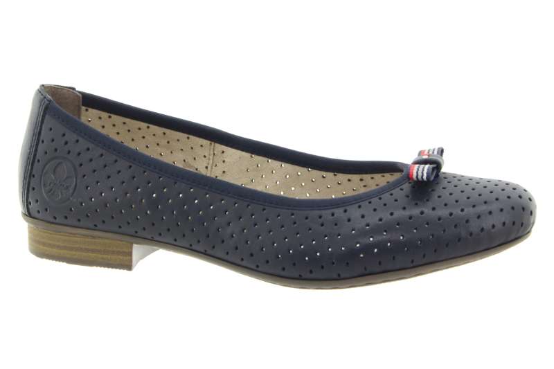 RIEKER Dámské kožené tmavě modré baleríny