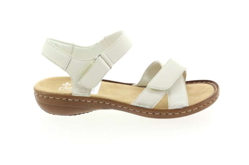 RIEKER Dámské kožené letní sandály off white