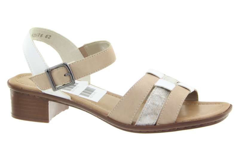 RIEKER Dámské béžové letní sandálky na podpatečku