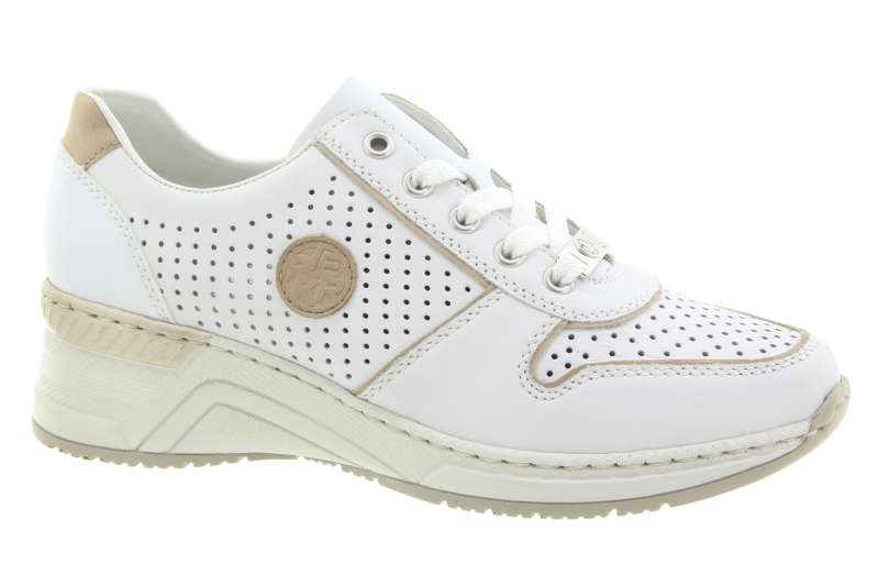 RIEKER Dámské kožené bílé tenisky na klínu