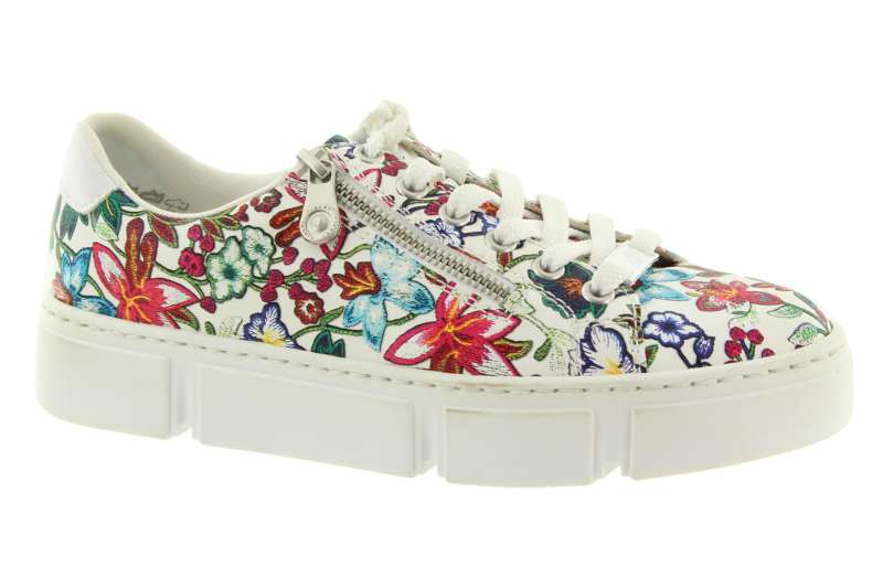 RIEKER Dámské bílo květinové tenisky