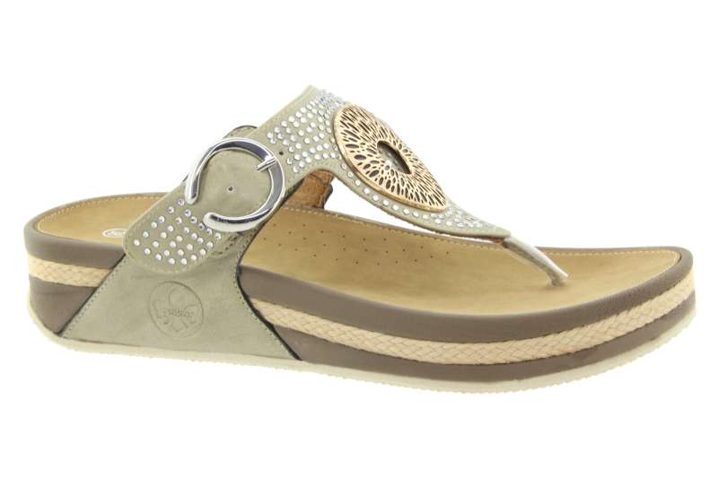 RIEKER Dámské béžové žabky na platformě