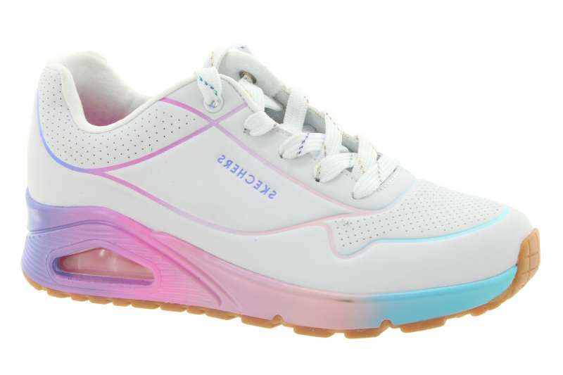 SKECHERS Dámské bílé tenisky s duhovým detailem na klínu