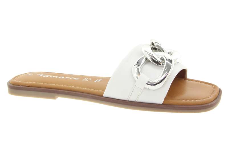 TAMARIS Dámské kožené bílé pantofle