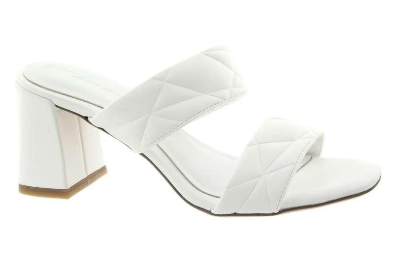 TAMARIS Dámské kožené bílé pantofle na podpatku