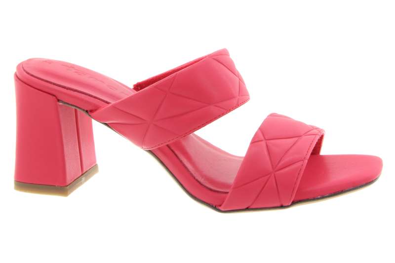 TAMARIS Dámské kožené červené pantofle na podpatku