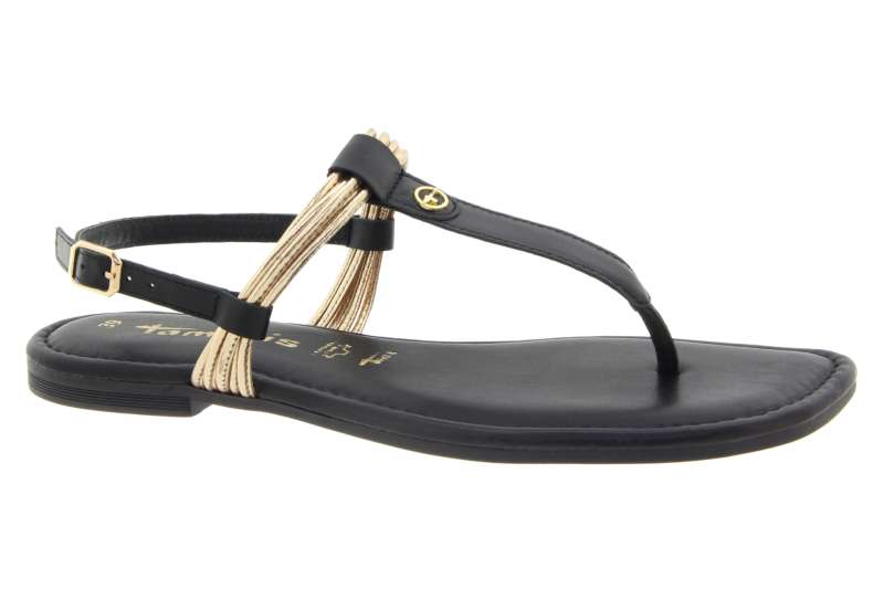 TAMARIS Dámské kožené černo zlaté sandálky