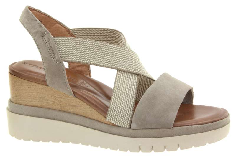 TAMARIS Dámské kožené šedé sandály na klínu