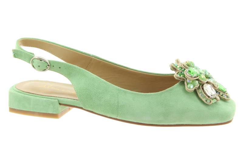 ALMA EN PENA Dámské kožené zelené balerínky