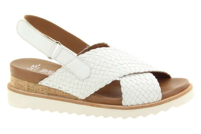 ARA Dámské bílé kožené sandály na klínku