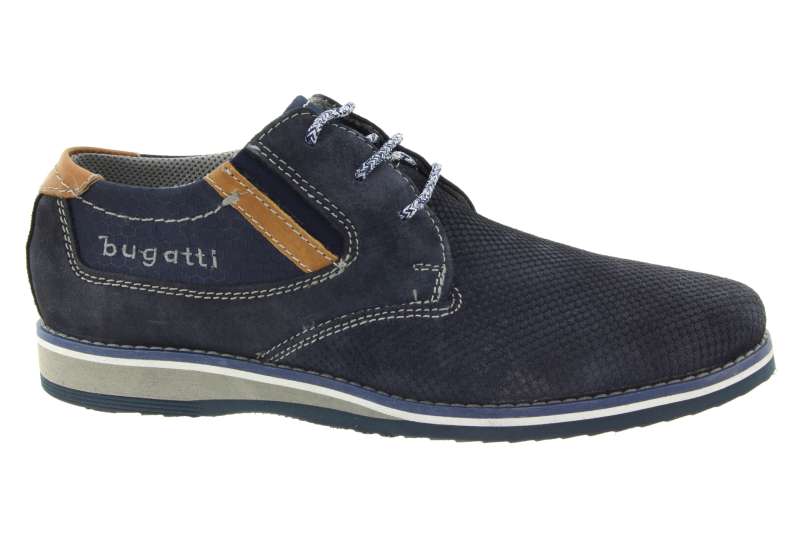 BUGATTI Pánské kožené tm.modré polobotky