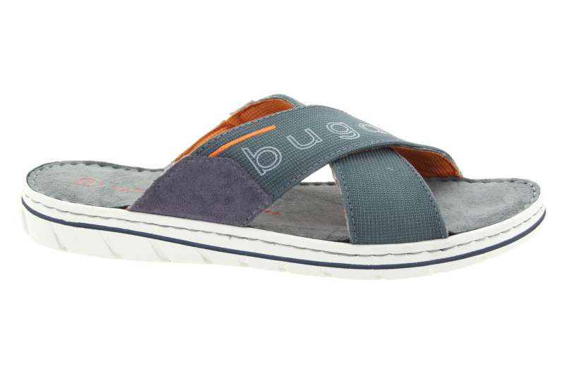 BUGATTI Pánské šedé kožené pantofle