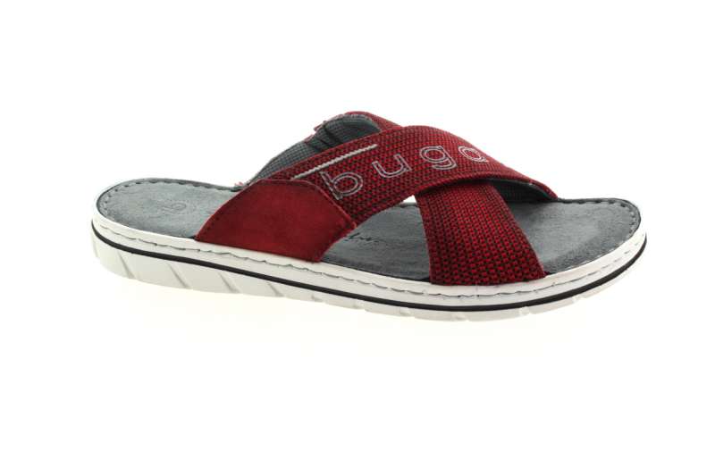 BUGATTI Pánské kožené červené pantofle