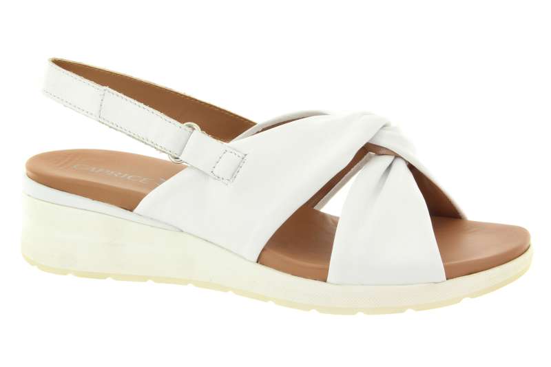 CAPRICE Dámské kožené bílé sandály na klínu