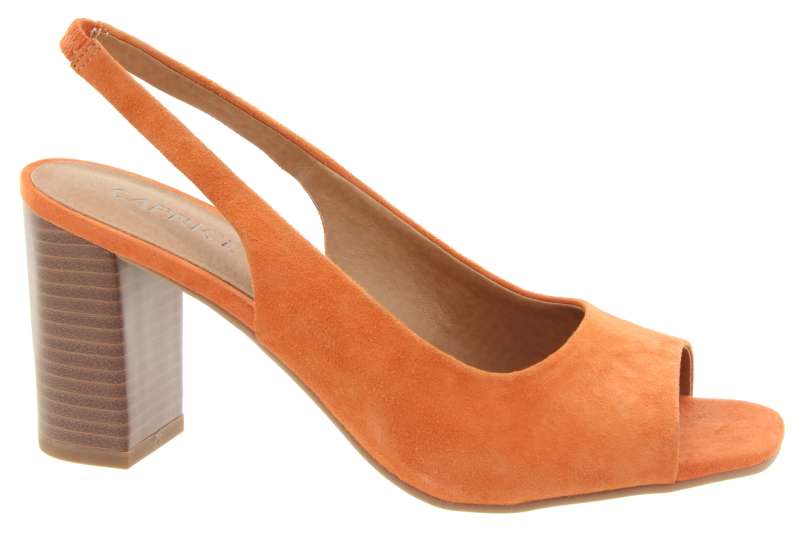 CAPRICE Dámské kožené oranžové lodičky