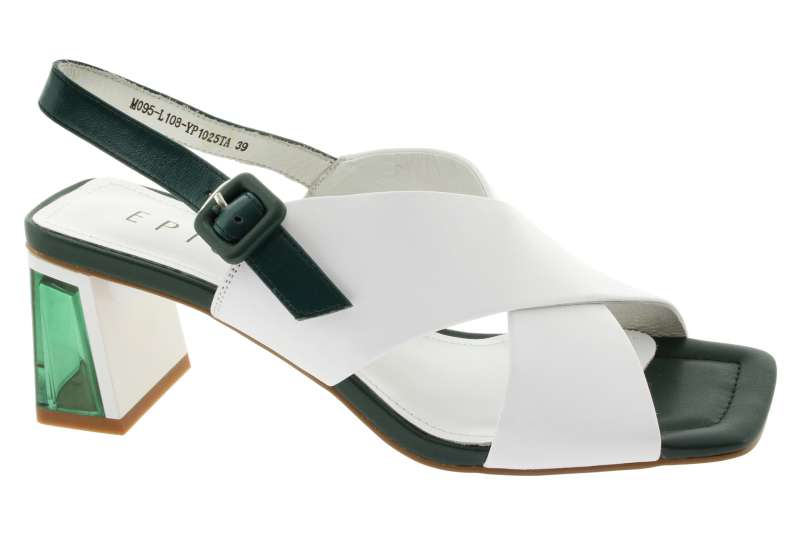 EPICA Dámské kožené bílé sandály na podpatku