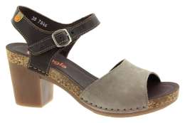 JUNGLA Dámské kožené šedé sandálky na podpatku