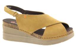 JUNGLA Dámské žluté kožené sandály na klínku