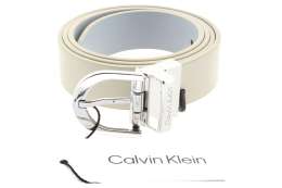 CALVIN KLEIN Dámský kožený oboustranný pásek beige-blue