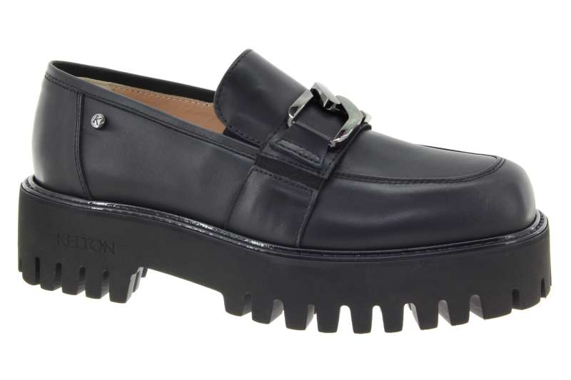 KELTON Dámské černé kožené mokasíny