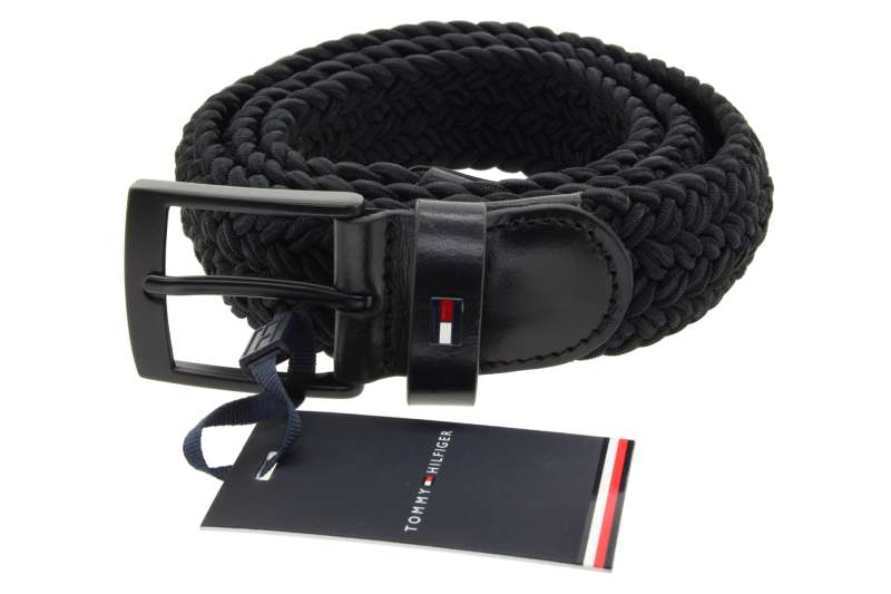 TOMMY HILFIGER Pánský černý textilní pásek