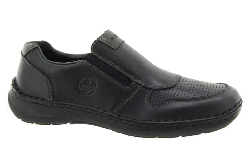 RIEKER Pánské černé kožené mokasíny